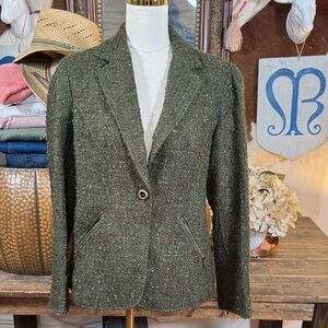 Coldwater Creek Olive Tweed Jacket With Shimmer